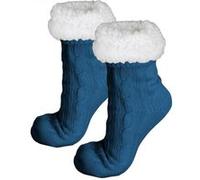 Paire de chaussettes, chaussons polaires mixtes - Taille 40-45 - Bleu pétrole -