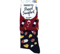 STC Paire de chaussettes dépareillées Pinard Sauciflard Humour Coton Homme 41 Multicolore