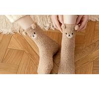 Paire de chaussettes en polaire nounours : 1 / Beige