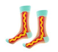 Paire de chaussettes fantaisie drôles - Motif hot-dog - Mélange de coton - Cadeau d'anniversaire ou de Noël pour homme et femme - Taille 38-46, Multicore, taille unique