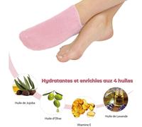 Paire De Chaussettes Hydratantes Réutilisables Rose, Gel Aux Huiles De Jojoba Et D’Olive, Vitamine E Et Lavande - Contre Les Pieds Secs Et Craquelés, Redonne Douceur Et Souplesse Aux Pieds, Sun & Sia