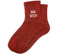 Paire De Chaussettes Paillettes Bad Bitch Rouge