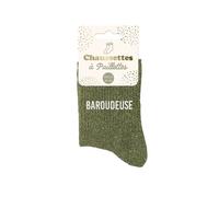 Chaussettes vertes paillettes "Baroudeuse"