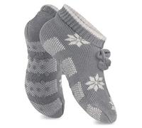 Paire de chaussons tricot Norvégien pour femme avec ABS - 2 couleurs au choix - Qualité de celodoro - Gris - Taille unique