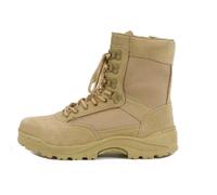 Paire De Chaussures Montantes / Boots A Lacets Et Zip En Cuir Beige (Desert) Aspect Daim Miltec - 12822104-9 - 42