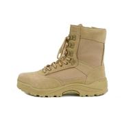 Paire De Chaussures Montantes / Boots A Lacets Et Zip En Cuir Beige (Desert) Aspect Daim Miltec - 12822104-9 - 42