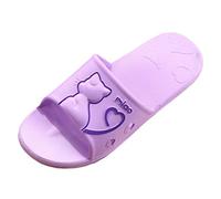 Paire de chaussures pour femmes dessin animé chat antidérapant creux fuite d'eau pantoufles été maison salle de bain plateforme pantoufles orientales femmes, lilas, 41 EU