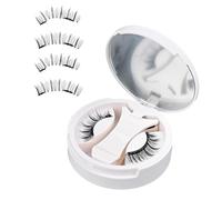 Paire de cils magnétiques, grappes de faux avec applicateur, 4 pièces de cils magnétiques avec technologie micro-aimant, ensemble de fibres légères d'aspect naturel pour améliorer les yeux et ajouter
