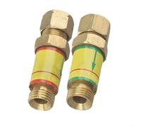 Paire de clapets anti-retour d'oxygène acétylène .5 pour chalumeau de coupe, compatible avec les régulateurs d'oxygène/acétylène, matériau en cuivre,