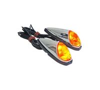 PAIRE DE CLIGNOTANT GOUTTE D'EAU CHROME POUR MOTO SCOOTER A AMPOULE ORANGE TUNING