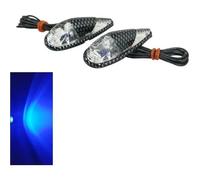 Paire De Clignotant Goutte D'eau Corps Carbone Cabochon Transparent A Ampoule Bleu Pour Moto Scooter Tuning