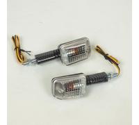 Paire de clignotant rectangulaire ampoule bras long carbone 12V 10W pour moto