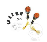Paire de Clignotants à Partir Guidon JMP Halogène Vitre Orange Œil Bœuf E-Mark