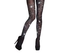 PAIRE DE COLLANTS NOIR TOILE D'ARAIGNÉE BLANC