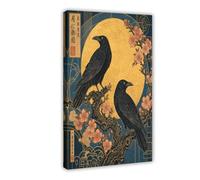 Paire de corbeaux Tableau sur Toile, Culture japonaise Coin Lecture