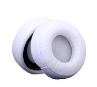 Paire de coussinets de rechange compatibles avec Beats by Dr Dre, cuir synthétique, mousse souple, blanc, rond, diamètre extérieur 70 mm, 1 paire