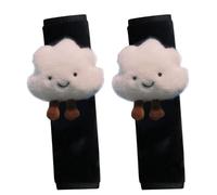Paire de coussinets sangle siège voiture, couverture ceinture sécurité en forme nuage dessin animé mignon avec bande auto-agrippante, coussin spécial peluche