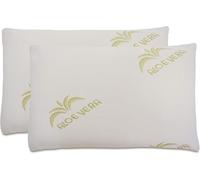 Paire de coussins en mousse à mémoire de forme, avec doublure en Aloe Vera, hauteur 15 cm, ergonomique, support cervical, hypoallergénique anti-acariens, fabriqué en Italie.