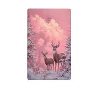 Paire de couvre-interrupteurs décoratifs en forme de cerf dans le ciel rose neige 11,4 x 7 cm