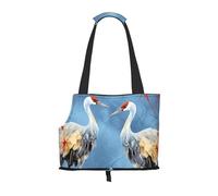 Paire de Crane Herons Sac à Bandoulière Imprimé Animal de Compagnie pour Sortir Petit Chien Chat Sac Bandoulière Double Usage