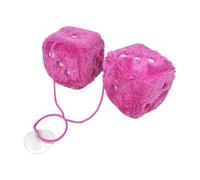 Paire de Cubes en Fourrure pour Intérieur de Voiture - Dés à Suspendre aux Rétroviseurs, Accessoires Personnalisés Mignons et Intéressants (Rose 6 cm)
