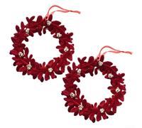 Paire de décorations de Noël en flocage rouge dans des styles de vacances classiques, fabriquées à partir de matériau PP résistant, conçues pour rehausser la décoration saisonnière à l'intérieur