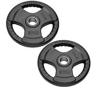 Paire de Disques Olympiques pour Haltères | Bumper Plates avec Trou de 50 mm | Poids Caoutchoutés de 2,5 kg à 20 kg (2 de 20 kg)