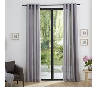 Paire de Doubles Rideaux à œillets ""effet lin"" Gris perle 140 x 260 cm Moonlight deco