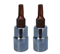Paire de douilles 6,35 mm pour fixations Torx T8 à T40 en acier chromé vanadium trempé avec tige hexagonale de 6,35 mm pour une utilisation dans un atelier ou un garage