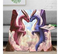 Paire de Dragons féeriques Plaid 3D imprimé Microfibre Décor intérieur Couverture Dragons pour Adulte Canapé Chambre 60x80(150x200cm)