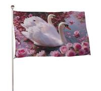Paire de drapeaux de jardin en forme de cygnes dans le lac - 91 x 152 cm - Décoration pour cour, porche, pelouse, ferme