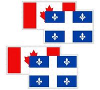 Paire de drapeaux du Québec-Canada, Province du Québec Fleurdelisé et drapeau canadien de la feuille d'érable, 100 mm (env. 9,9 cm) autocollants en vinyle, décalcomanies x2