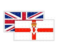 Paire de drapeaux Irlande du Nord - Royaume-Uni - Bannière Ulster et drapeau britannique Union Jack - 125 mm