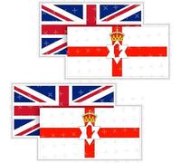 Paire de drapeaux Irlande du Nord - Royaume-Uni, bannière Ulster et drapeau britannique Union Jack - 75 mm (environ 7,6 cm) autocollants en vinyle pour pare-chocs