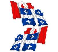Paire de drapeaux volants Québec-Canada, Province du Québec Fleurdelisé et feuille d'érable canadienne, 120 mm (env. 11,9 cm) autocollants en vinyle, décalcomanies x2 (gauche à droite)