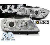 Paire De Feux Phares Bmw Serie 3 E90 / E91 05-08 Xenon Angel Eyes Led 3d Chrome-27361187