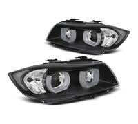 Paire de feux phares BMW serie 3 E90 - E91 05-08 xenon angel eyes led 3D noir (MI6)