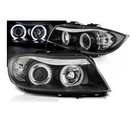 Paire de feux phares BMW serie 3 E90 / E91 de 2005 a 2008 angel eyes CCFL noir-27361183