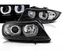 Paire de feux phares BMW serie 3 E90 / E91 de 2005 a 2008 angel eyes led 3D noir-27361178