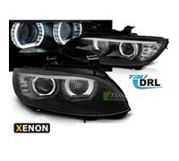 Paire de feux phares BMW serie 3 E92 / E93 de 2006 a 2010 angel eyes LED 3D DRL noir-31439179