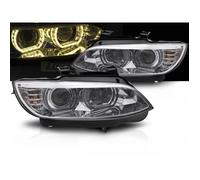 Paire de feux phares BMW serie 3 E92 / E93 de 2006 a 2010 angel eyes LED Yellow 3D DRL chrome - 42389129