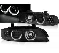 Paire de feux phares BMW serie 5 E39 de 1995 a 2003 Angel Eyes led 3D noir-27361208