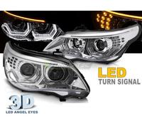 Paire de feux phares BMW serie 5 E60 /E61 03-07 Angel eyes led 3D Chrome-40160178