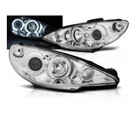 Paire de feux phares Peugeot 206 02-06 angel eyes CCFL chrome - 27361709