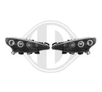 Paire de feux phares Peugeot 207 06-12 angel eyes noir (380)