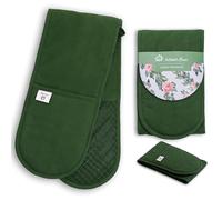 Paire de gants de cuisine en silicone résistants à la chaleur Vert forêt | Gants de cuisine antidérapants en silicone | Lavables en machine Épais Maniques pour la maison et la cuisine.