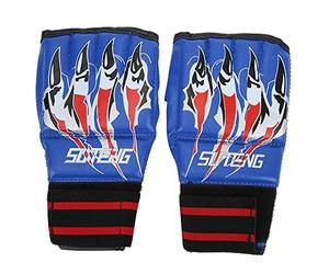 Paire de gants de, demi-doigt résistant à la sueur, avec bande élastique élevée, pour compétition de avec sac de boxe (Bleue)