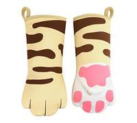 Paire de Gants de Four Anti-Chaleur Mignon Patte de Chat - Gants de Cuisine en Coton Résistant à la Chaleur - Maniques Isolants pour Four à Micro-Ondes, Barbecue, Grill, BBQ