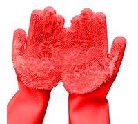 Paire de gants de nettoyage réutilisables en silicone pour la vaisselle, brosse de nettoyage avec éponge pour le nettoyage de la vaisselle, pour la cuisine, la voiture, le nettoyage des fenêtres, 1