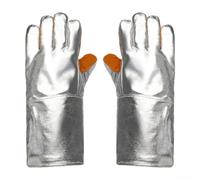Paire de gants de soudure en feuille d'aluminium et cuir de vachette résistants à la chaleur et ignifuges pour soudure et barbecue